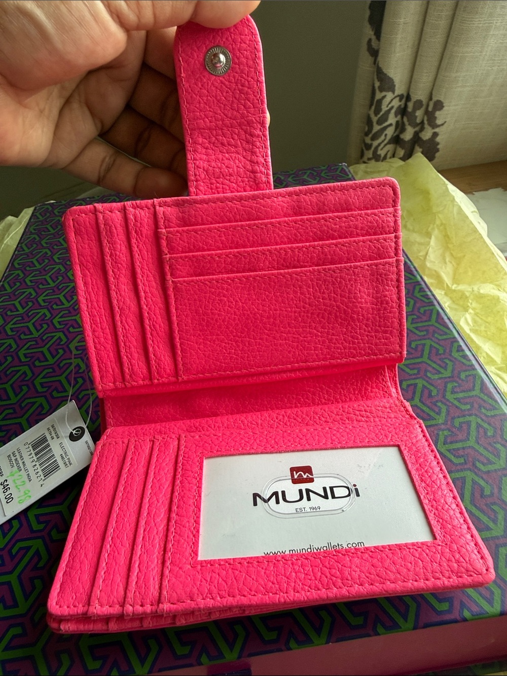 mundi Bright Hot Pink Pebbled Leather Wallet - Picture 5 of 9